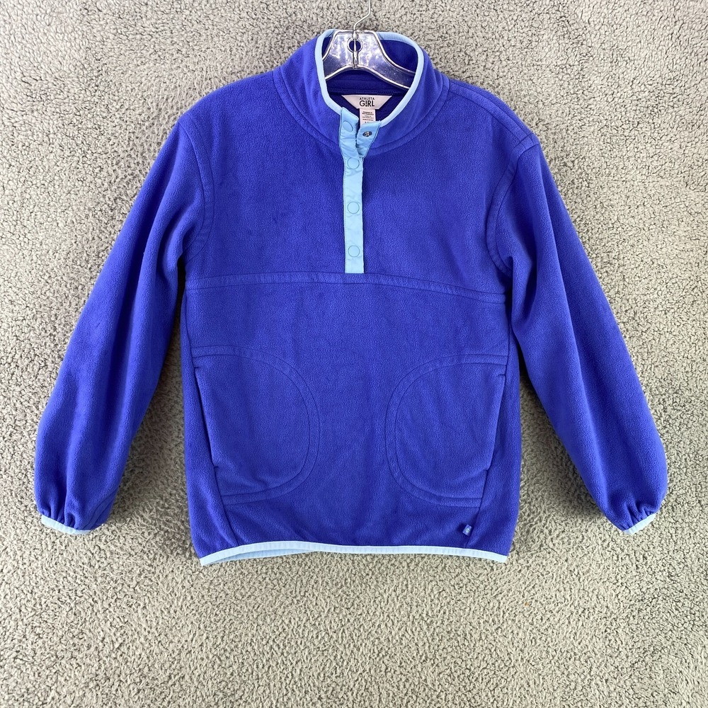 Athleta Girl Sweater Large 12 Purple‎ Henley Snaps Sports Hike Outdoor Gorpcore